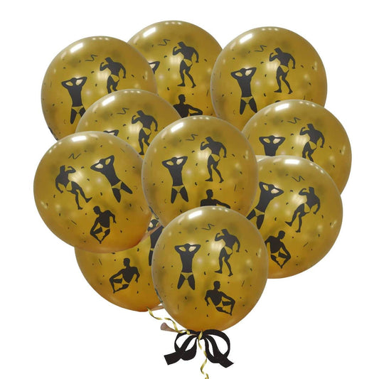 Bachelorette party Decorations 12 Gold Stripper men Balloons Gag Gift Birthday Parties Supplies