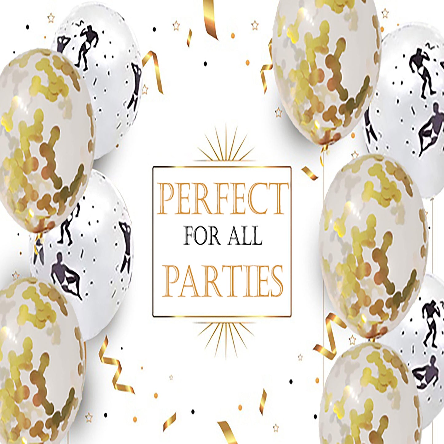 36 Bachelorette Party Decorations Naughty Balloons | Bridal Shower Supplies (White, Gold)