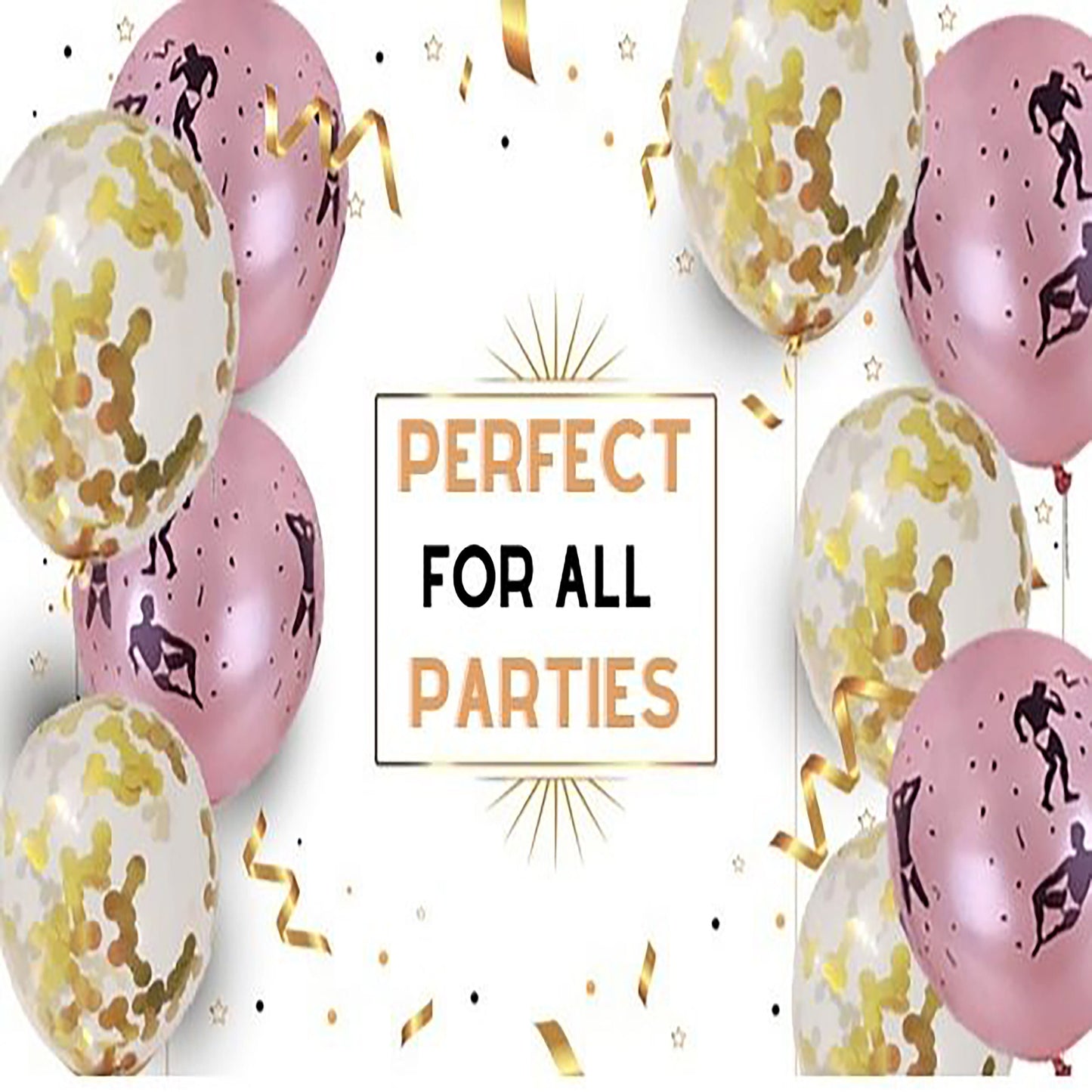 36 Bachelorette Balloons | Bridal Shower Supplies | Dirty | Girls Night Out Gag Gift Funny Stripper Man (RoseGold)